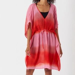 Accessorize London NWT Swim Cover-up Ombre Pleated Kaftan Vacation Resortwear